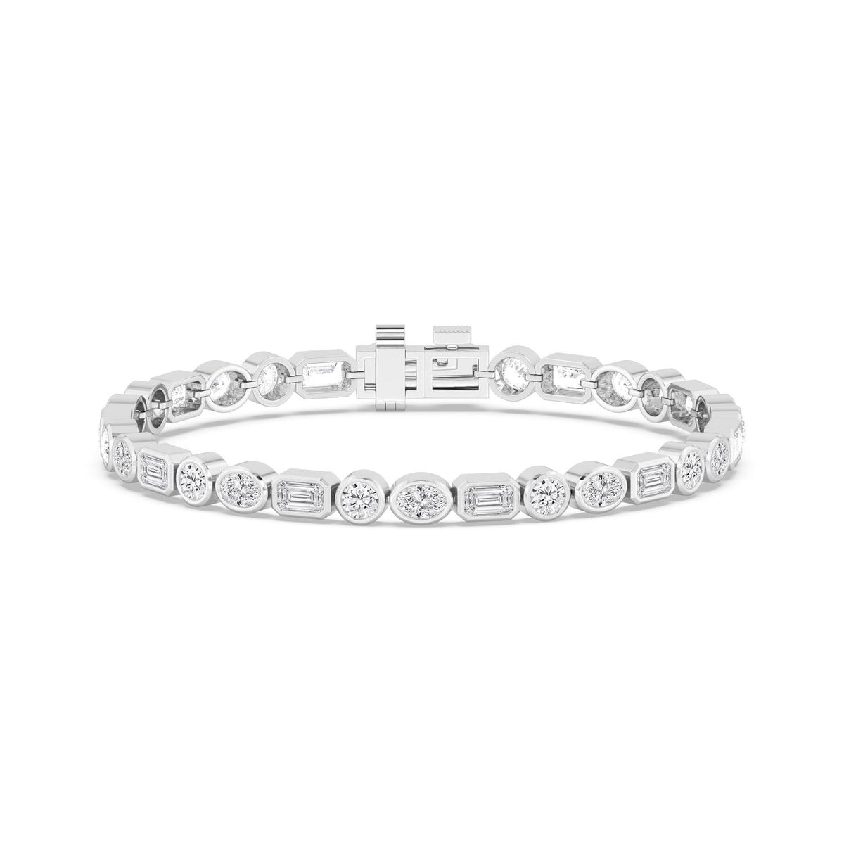White Gold / Lab Grown Diamond Bezel Bracelet