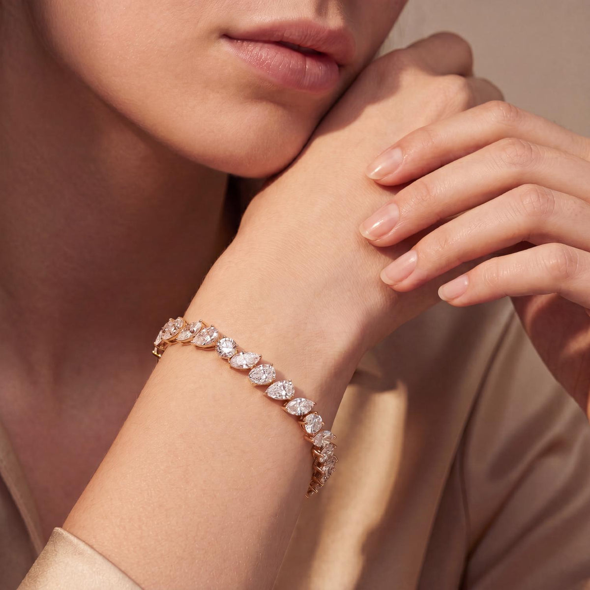 Rose Gold / 12.95ct Lab Grown Diamond Tennis Bracelet
