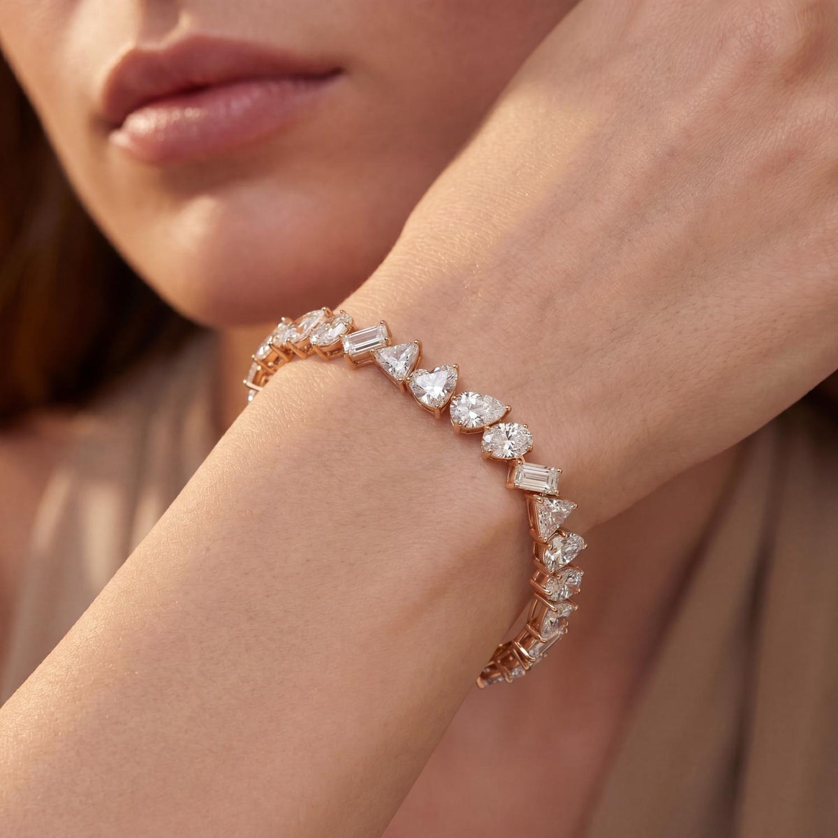 Rose Gold / 14.23ct Lab Grown Diamond Tennis Bracelet