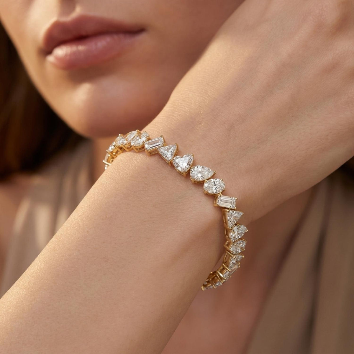 Yellow Gold / 14.23ct Lab Grown Diamond Tennis Bracelet