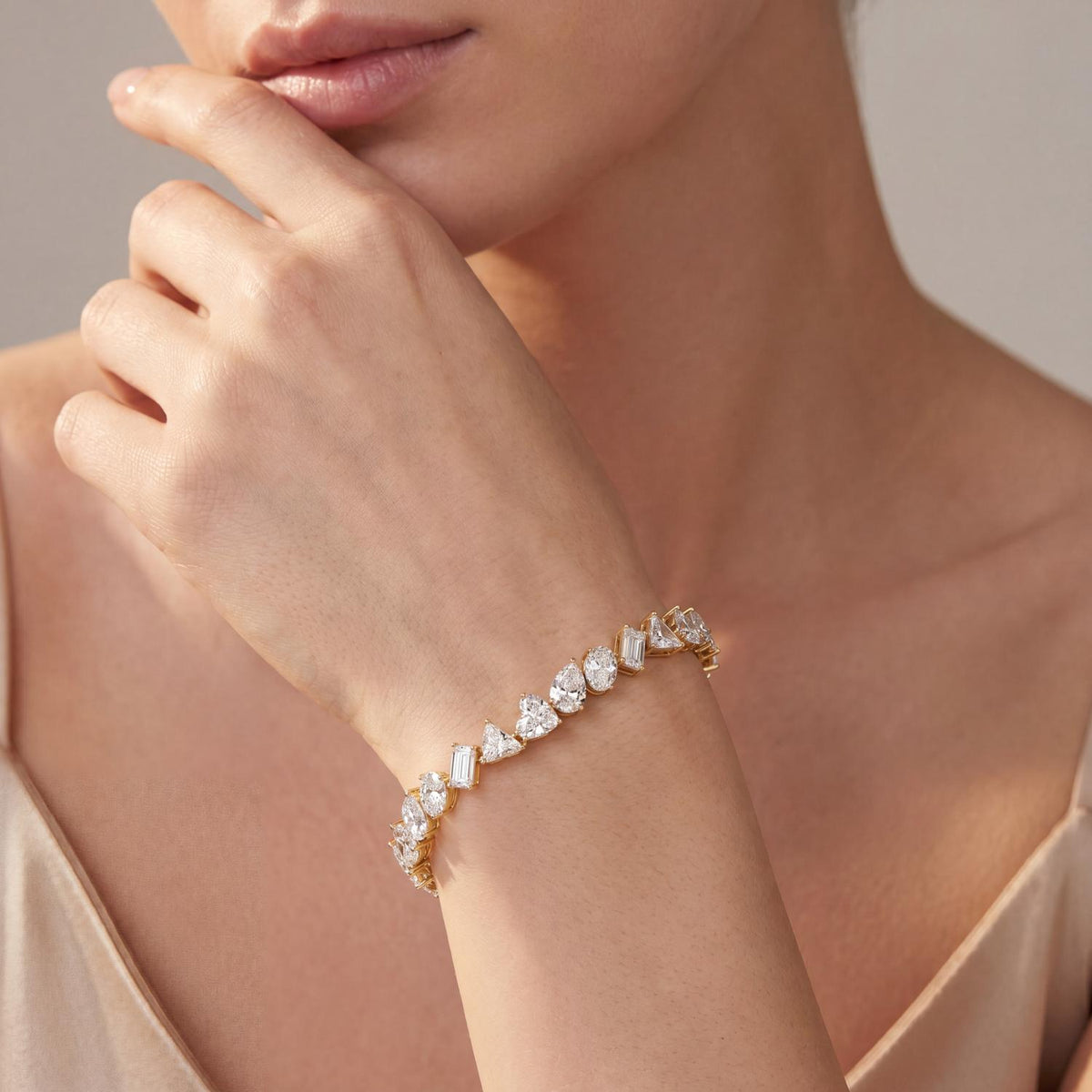 Yellow Gold / 14.23ct Lab Grown Diamond Tennis Bracelet