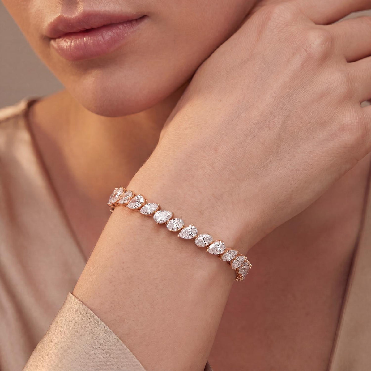 Rose Gold / 13.78ct Lab Grown Diamond Tennis Bracelet