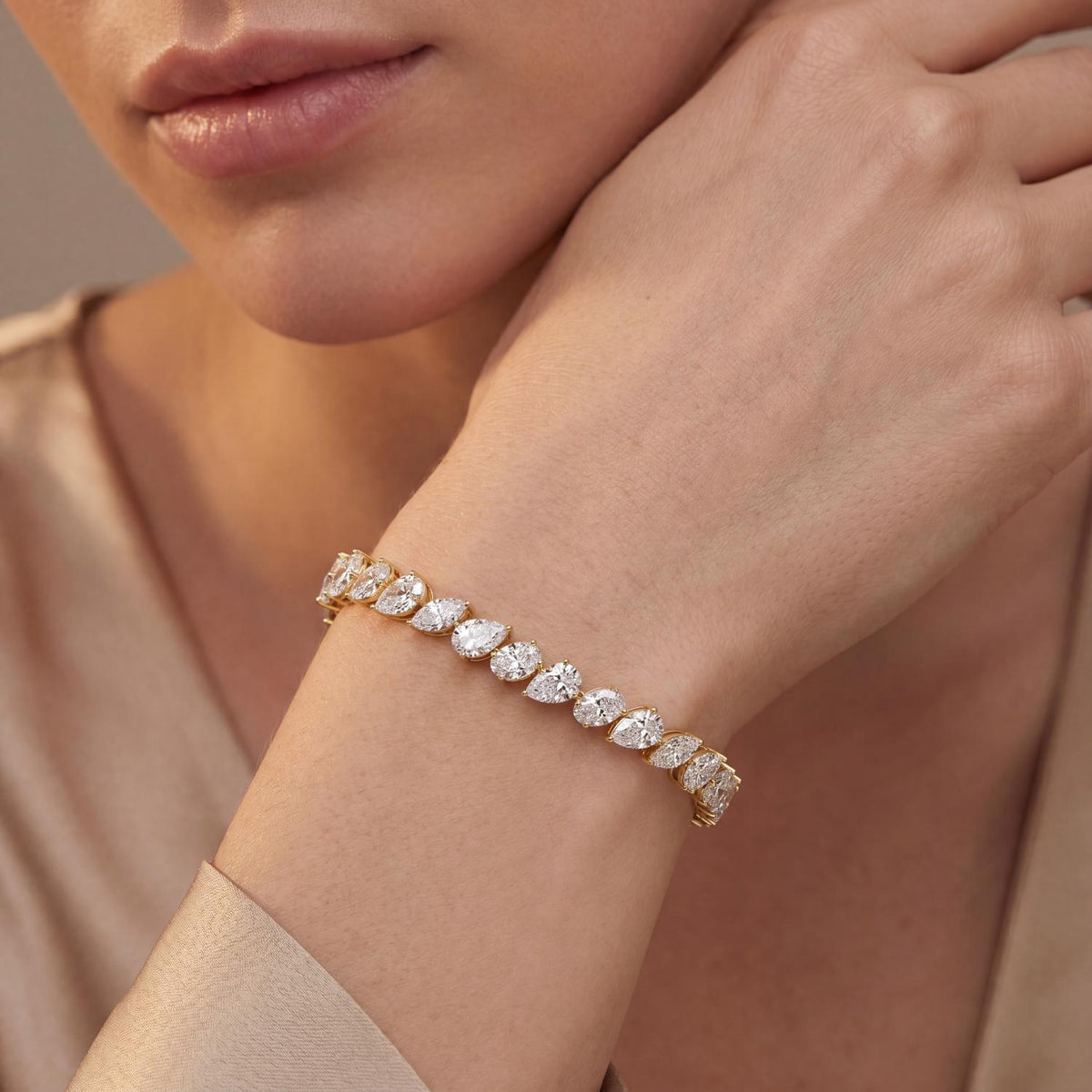 Yellow Gold / 13.78ct Lab Grown Diamond Tennis Bracelet