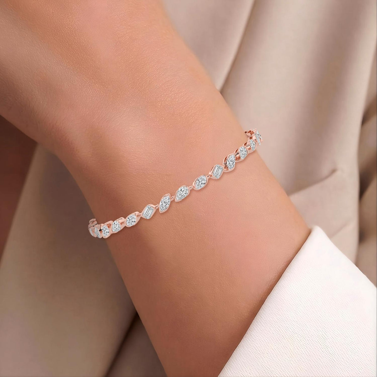 Rose Gold / 6.49ct Lab Grown Diamond Bracelet