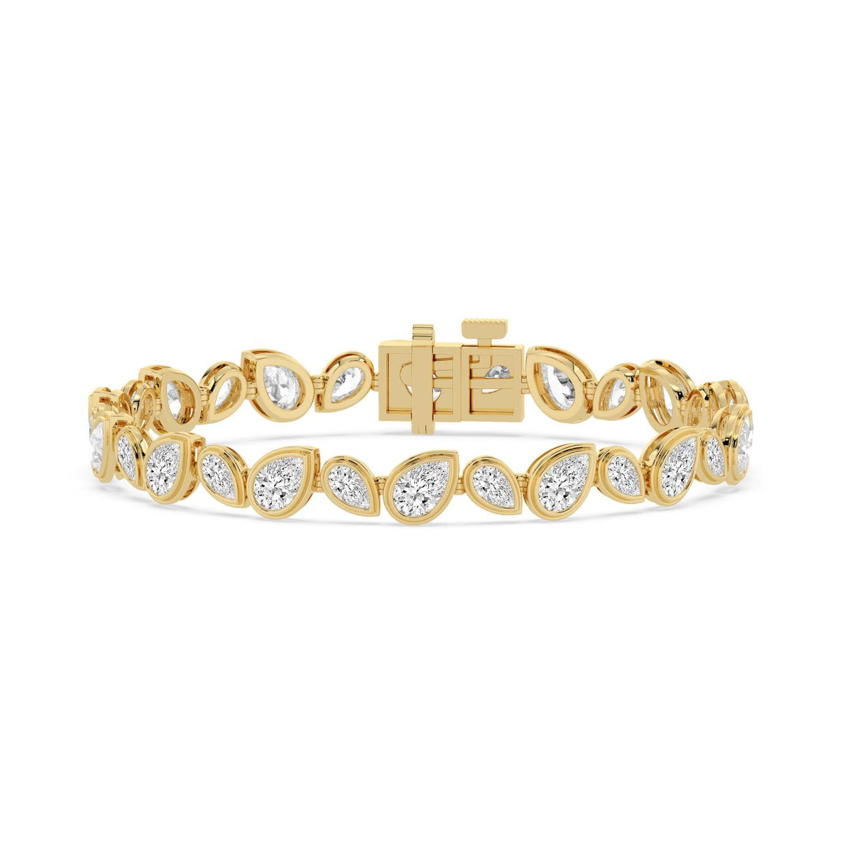 Yellow Gold / 10.92ct Lab Grown Diamond Bezel Bracelet