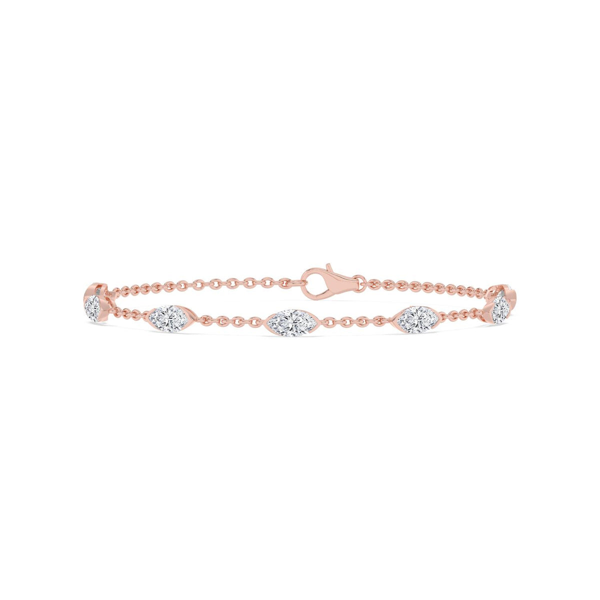 Rose Gold / 2.51ct Lab Grown Diamond Chain Bracelet