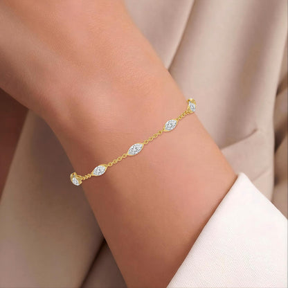 Yellow Gold / 2.51ct Lab Grown Diamond Chain Bracelet