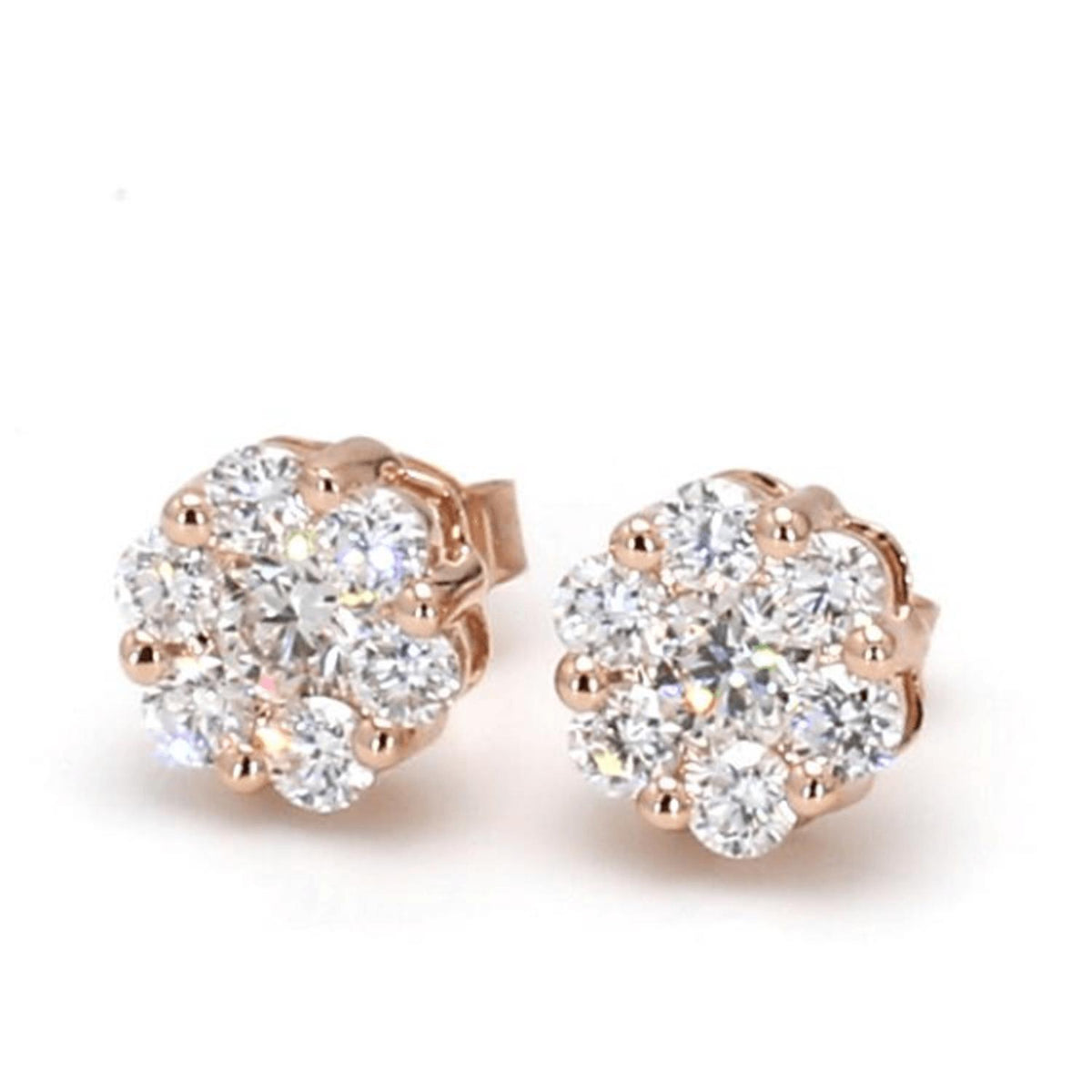 Rose Gold / 1.51ct Lab Grown Diamond Cluster Earrings