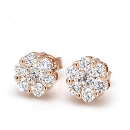 Rose Gold / 1.51ct Lab Grown Diamond Cluster Earrings