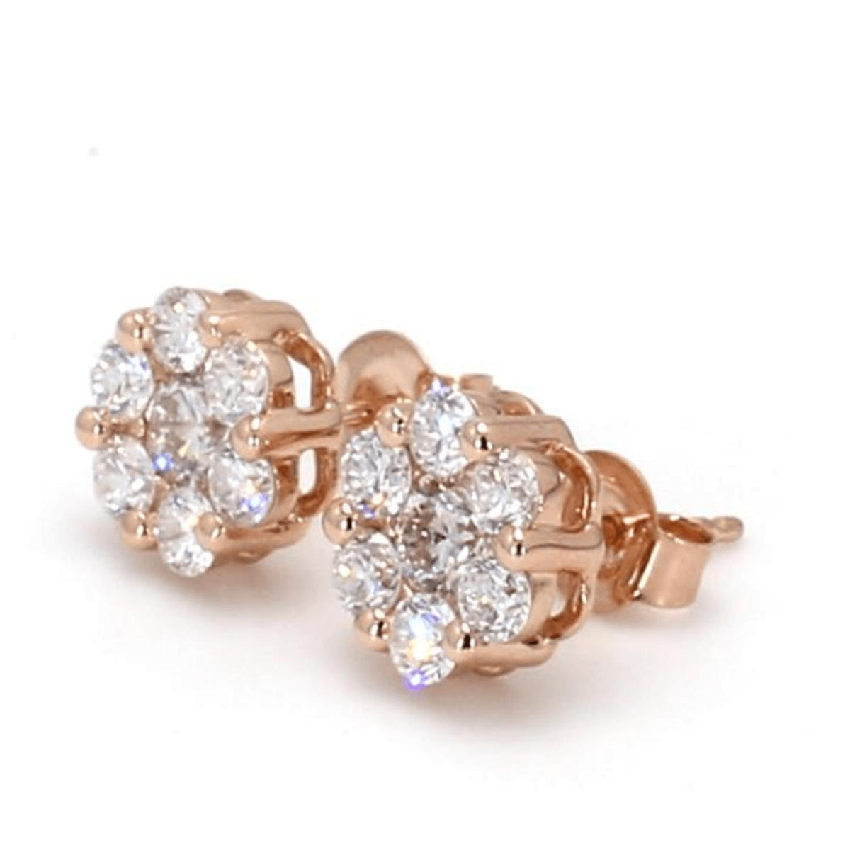 Rose Gold / 1.51ct Lab Grown Diamond Cluster Earrings