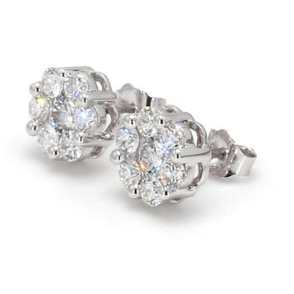 White Gold / 1.51ct Lab Grown Diamond Cluster Earrings
