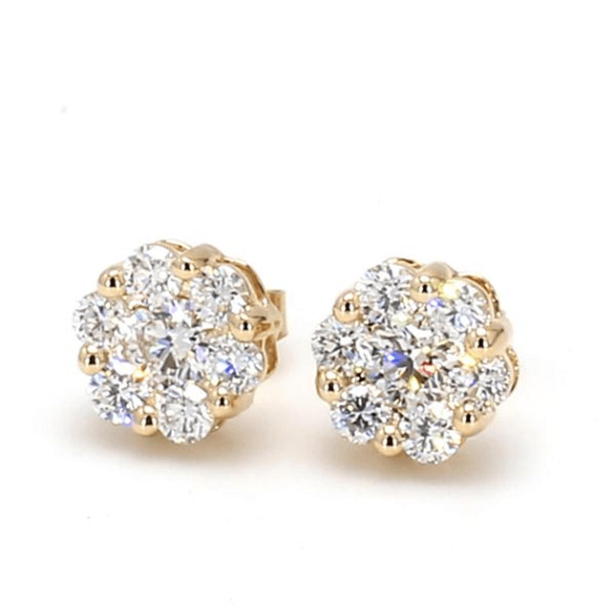 Yellow Gold / 1.51ct Lab Grown Diamond Cluster Earrings