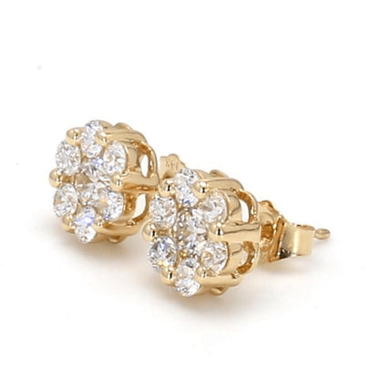 Yellow Gold / 1.51ct Lab Grown Diamond Cluster Earrings