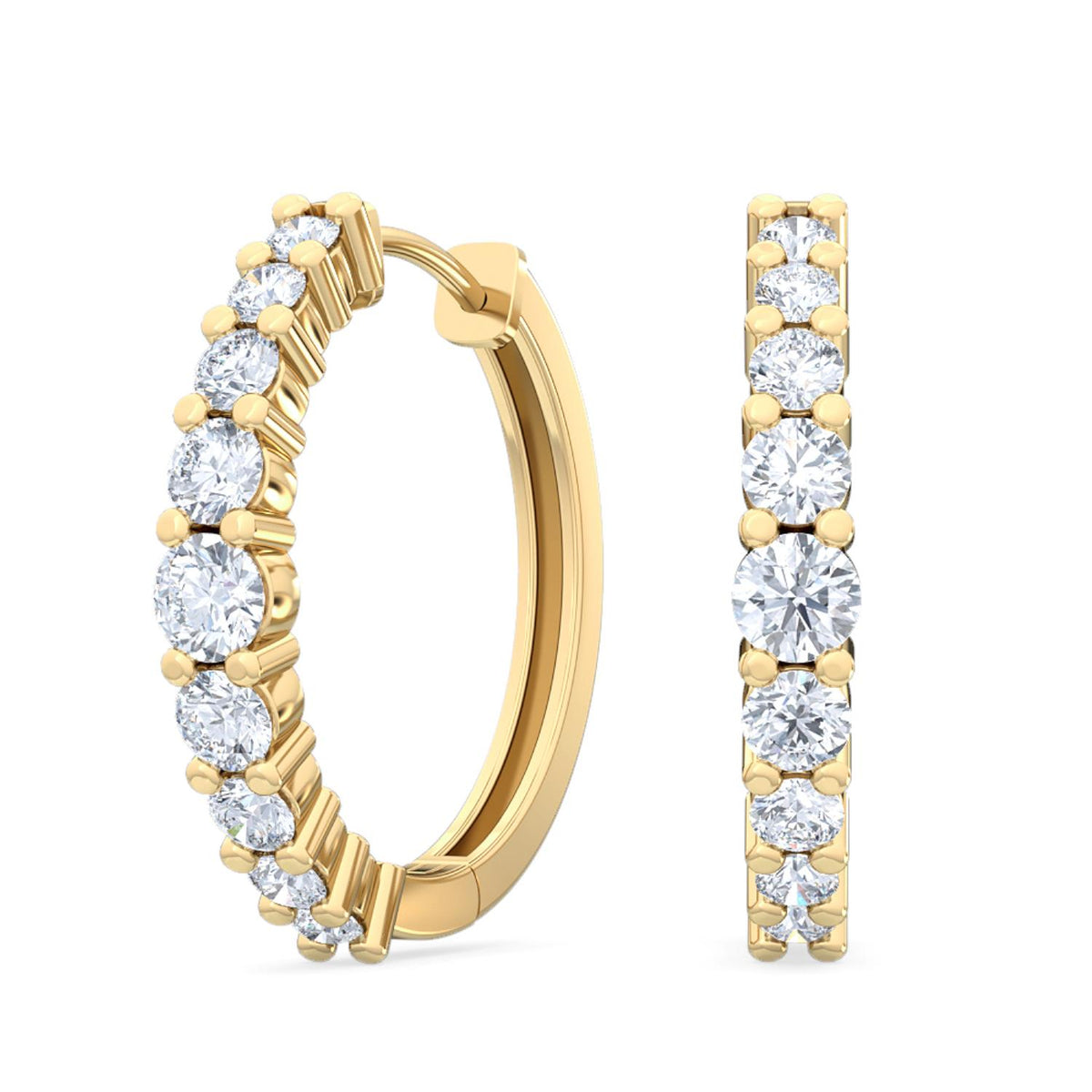 Yellow Gold / 0.68ct Lab Grown Diamond Hoop Earrings
