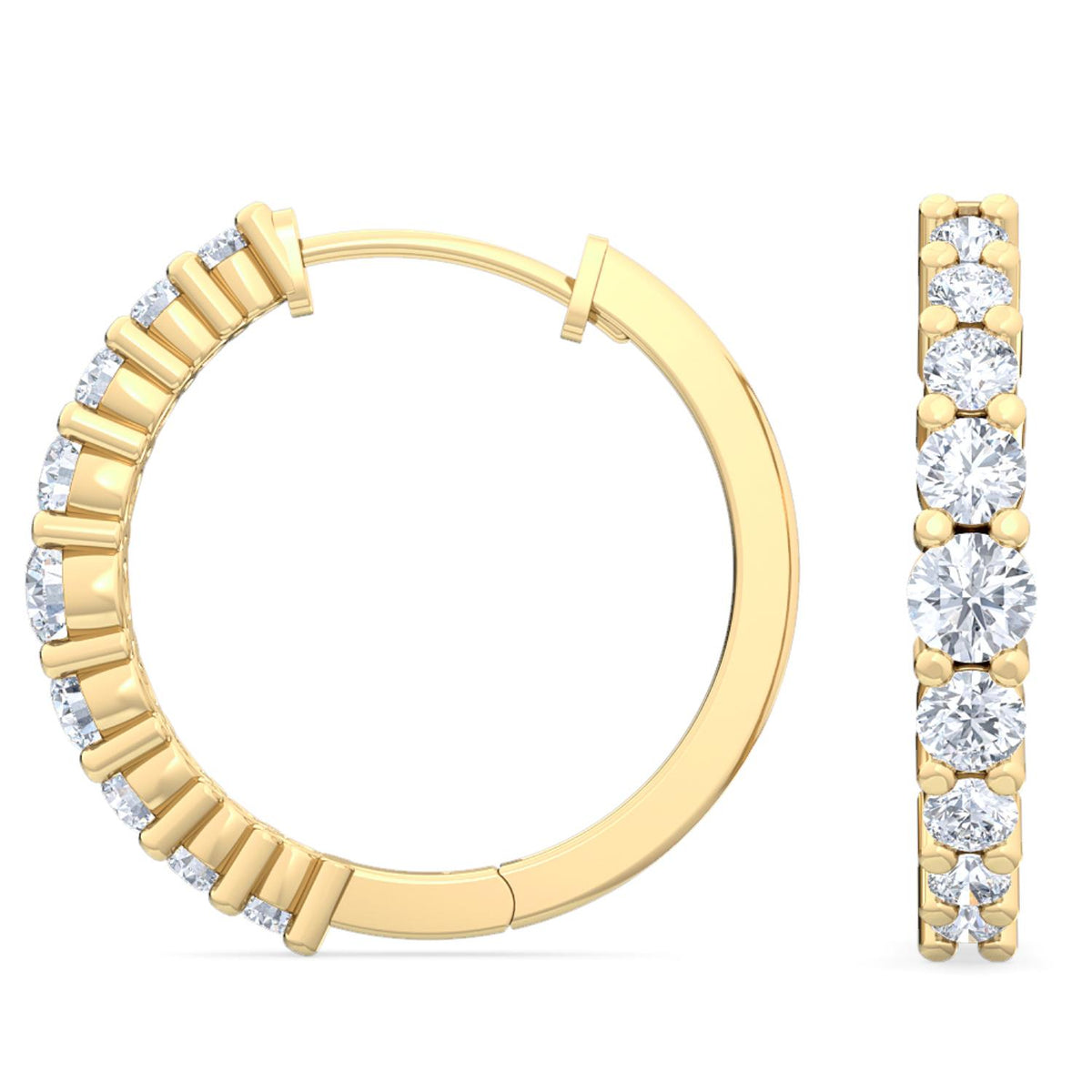 Yellow Gold / 0.68ct Lab Grown Diamond Hoop Earrings