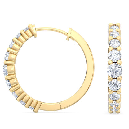 Yellow Gold / 0.68ct Lab Grown Diamond Hoop Earrings