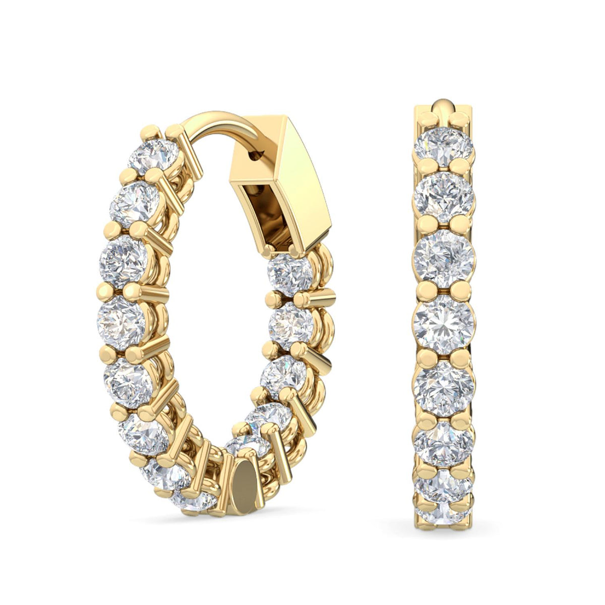 Yellow Gold / 0.66ct Lab Grown Diamond Hoop Earrings