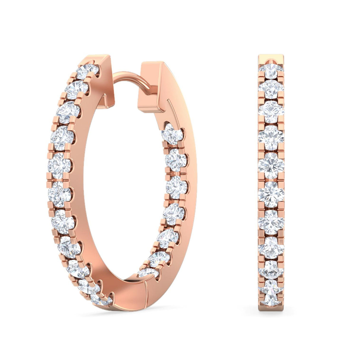 Rose Gold / 0.48ct Lab Grown Diamond Hoop Earrings