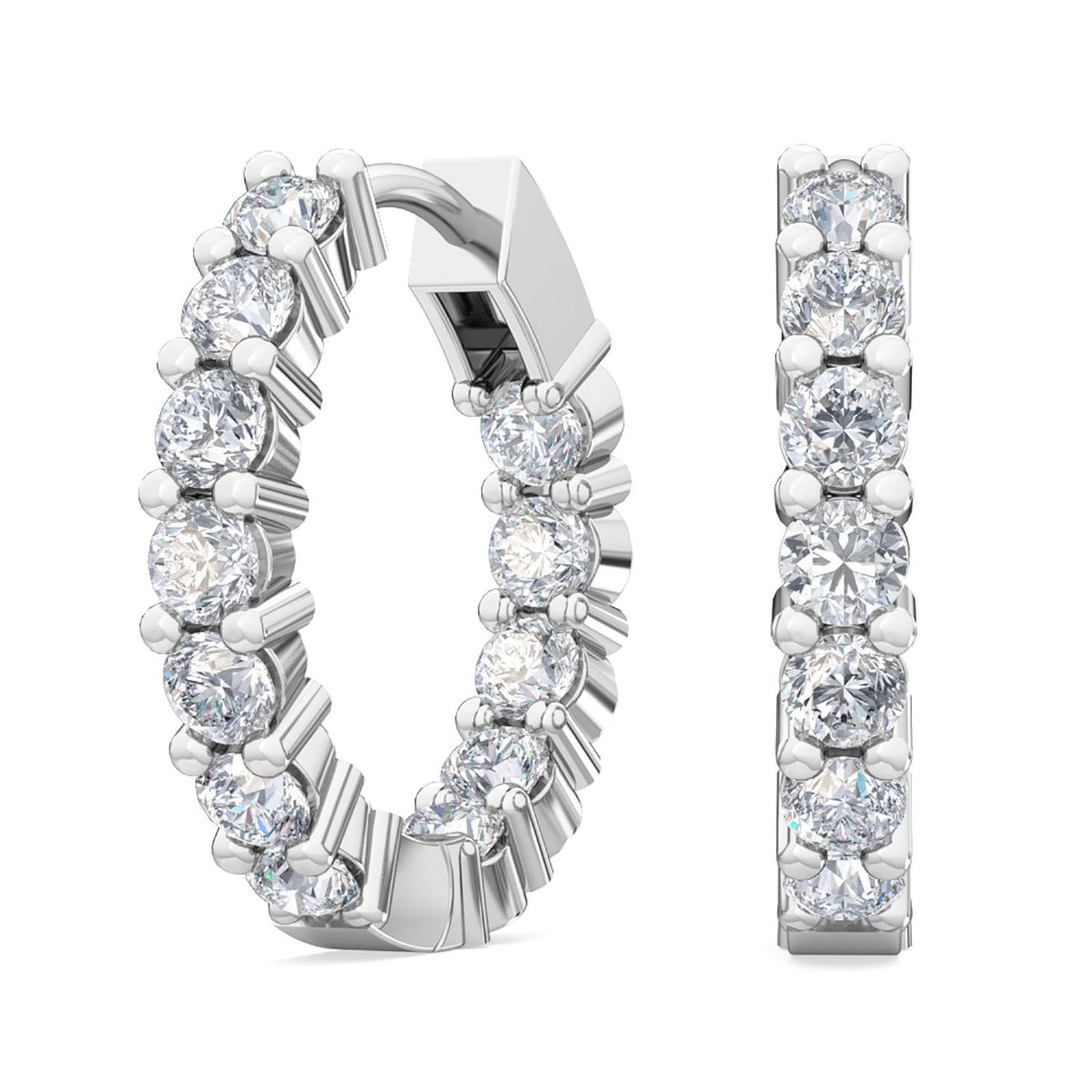 White Gold / 1.00ct Lab Grown Diamond Hoop Earrings