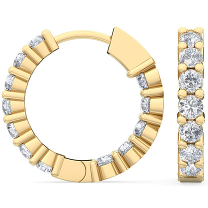 Yellow Gold / 1.00ct Lab Grown Diamond Hoop Earrings