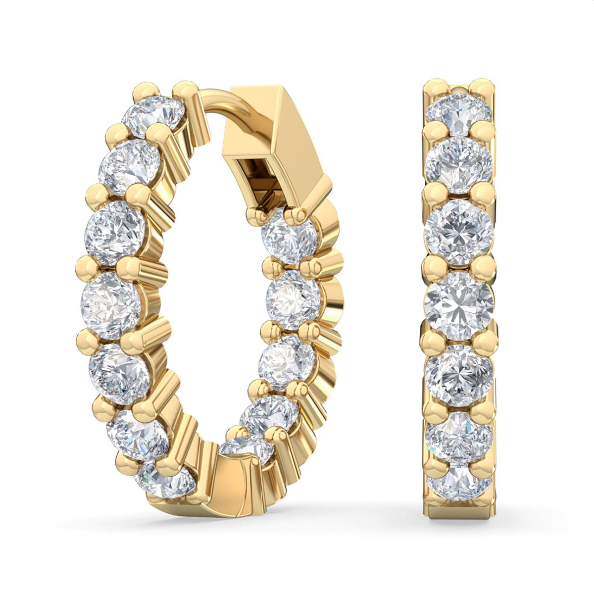 Yellow Gold / 1.00ct Lab Grown Diamond Hoop Earrings