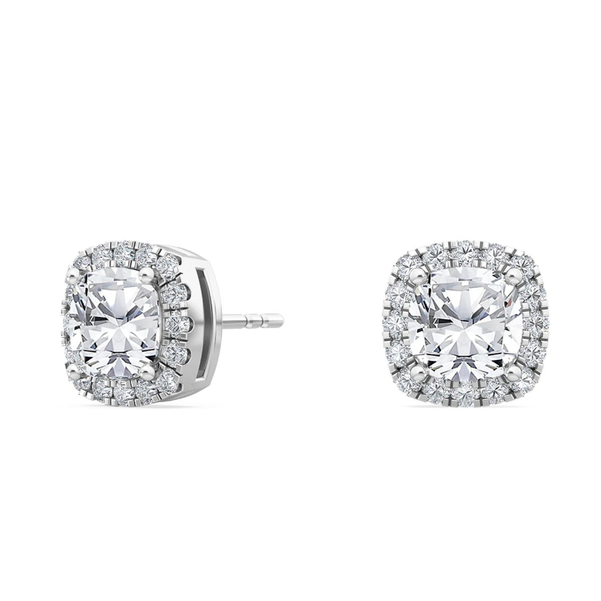 White Gold / 1.52ct Lab Grown Diamond Halo Earrings