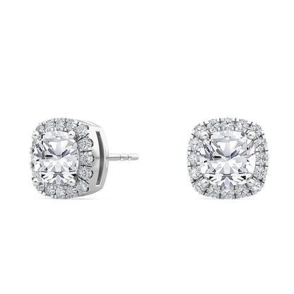 White Gold / 1.52ct Lab Grown Diamond Halo Earrings