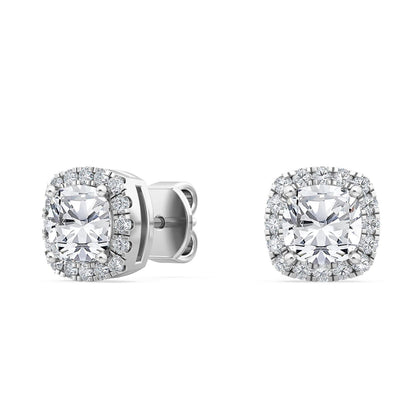White Gold / 1.52ct Lab Grown Diamond Halo Earrings