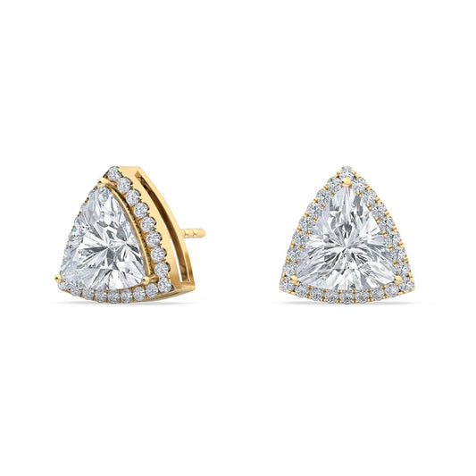 Yellow Gold / 2.28ct Lab Grown Diamond Halo Earrings
