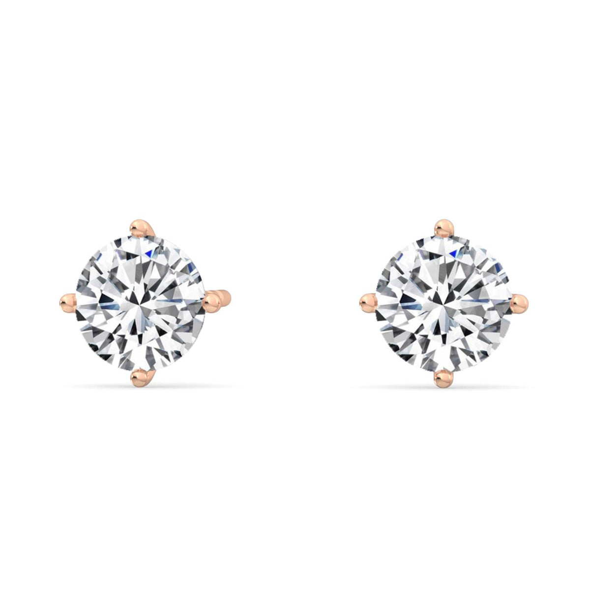 Rose Gold / 1.04ct Lab Grown Diamond Solitaire Earrings