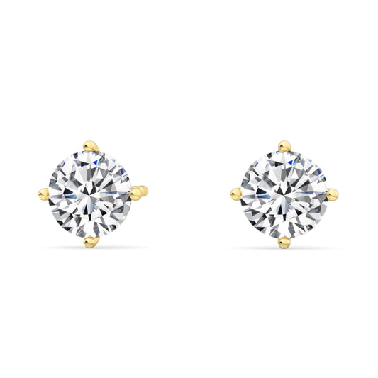 Yellow Gold / 1.04ct Lab Grown Diamond Solitaire Earrings