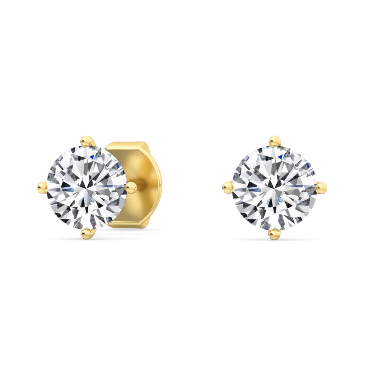 Yellow Gold / 1.04ct Lab Grown Diamond Solitaire Earrings