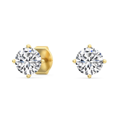 Yellow Gold / 1.04ct Lab Grown Diamond Solitaire Earrings