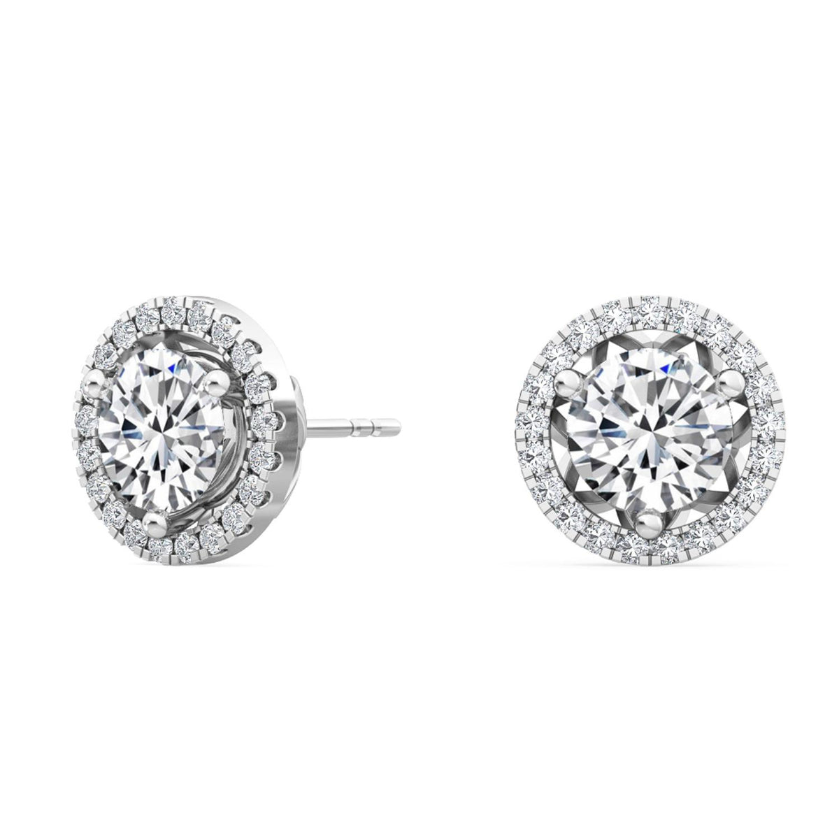 White Gold / 1.22ct Lab Grown Diamond Halo Earrings