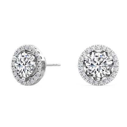 White Gold / 1.22ct Lab Grown Diamond Halo Earrings