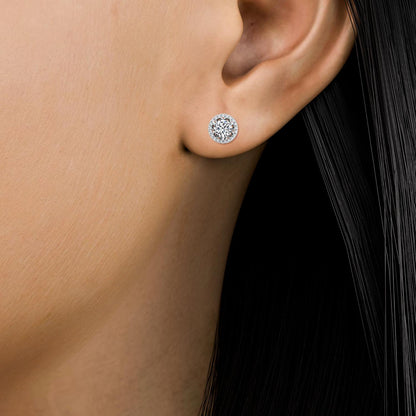 White Gold / 1.22ct Lab Grown Diamond Halo Earrings