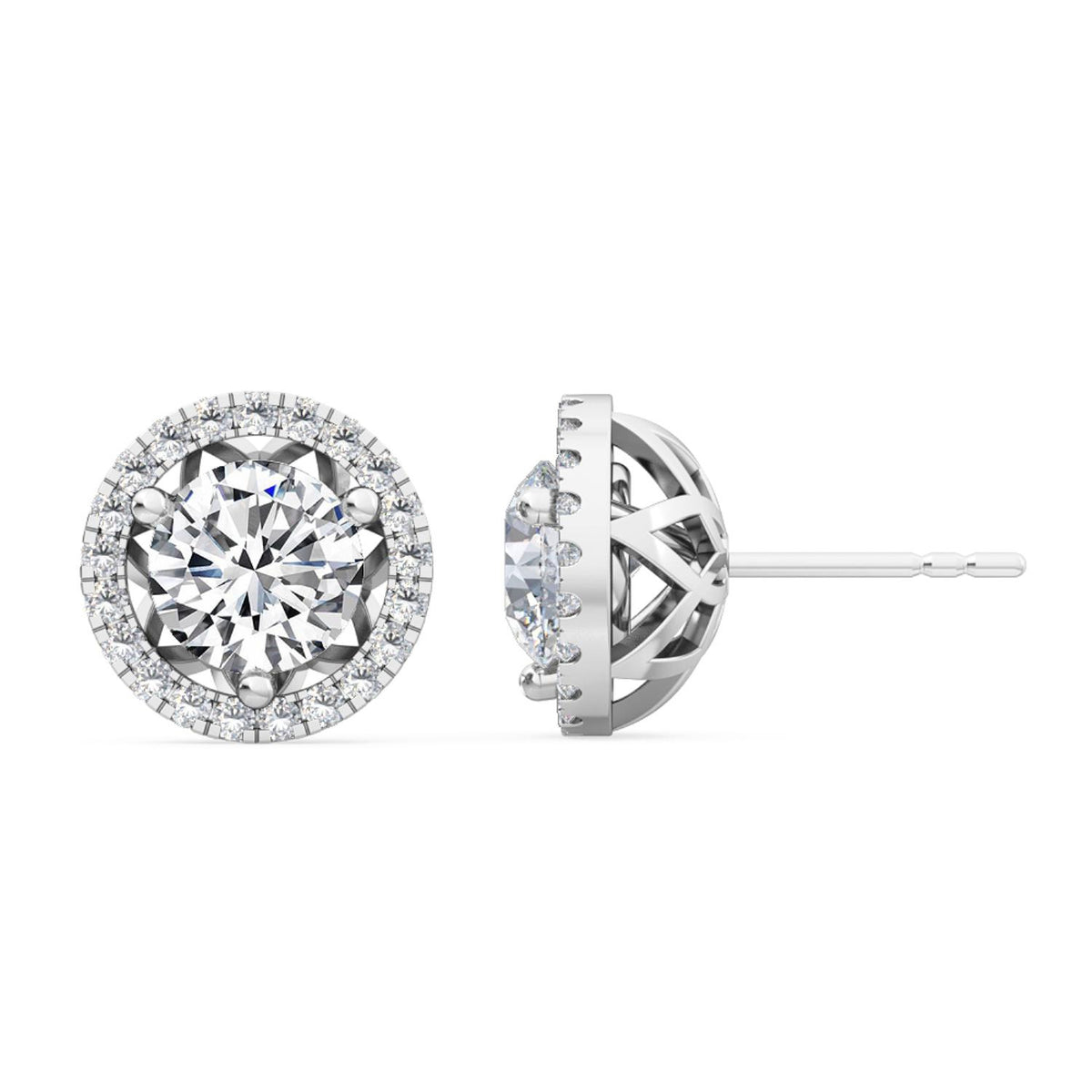 White Gold / 1.22ct Lab Grown Diamond Halo Earrings