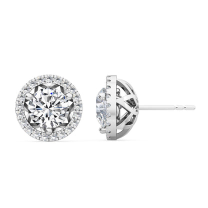 White Gold / 1.22ct Lab Grown Diamond Halo Earrings