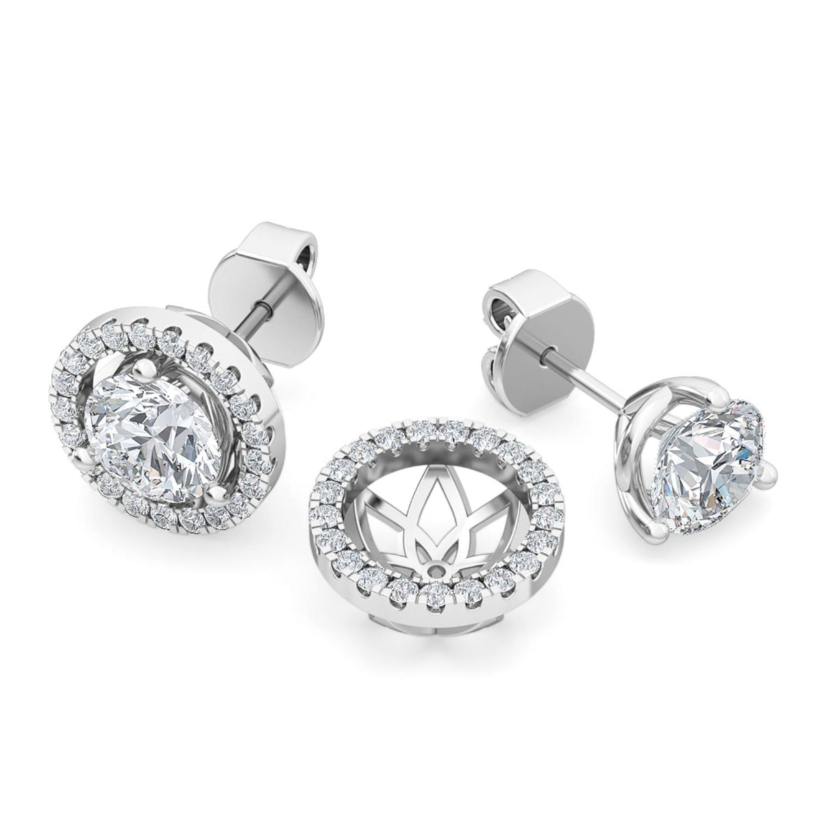 White Gold / 1.22ct Lab Grown Diamond Halo Earrings