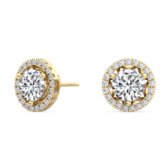 Yellow Gold / 1.22ct Lab Grown Diamond Halo Earrings