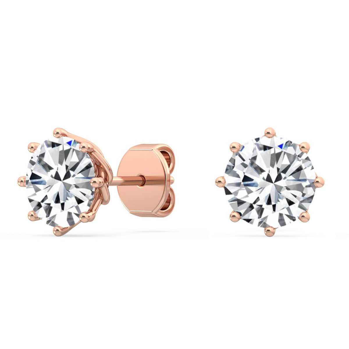 Rose Gold / 2.11ct Lab Grown Diamond Solitaire Earrings