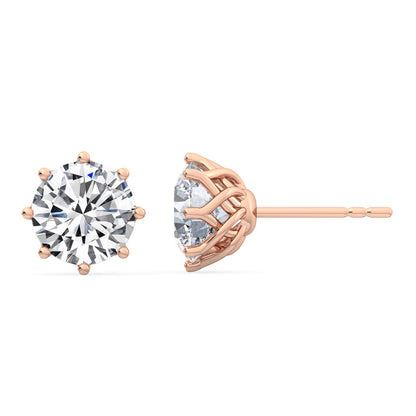 Rose Gold / 2.11ct Lab Grown Diamond Solitaire Earrings