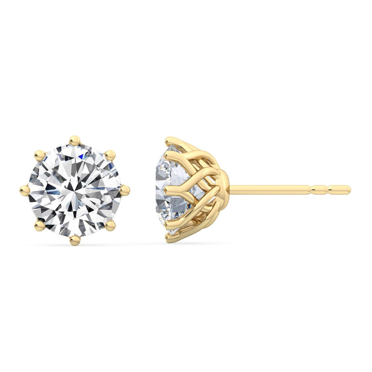 Yellow Gold / 2.11ct Lab Grown Diamond Solitaire Earrings