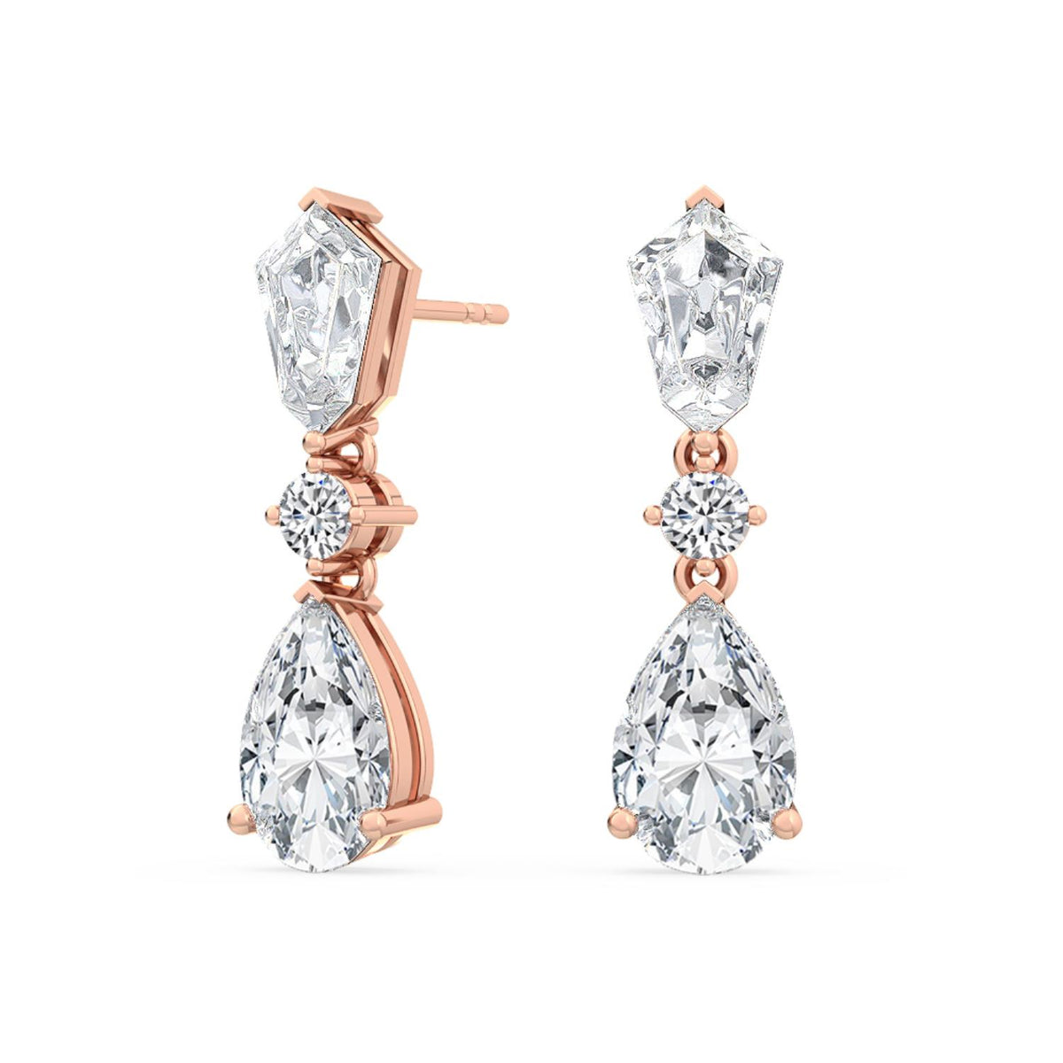 Rose Gold / 3.16ct Lab Grown Diamond Drop Earrings