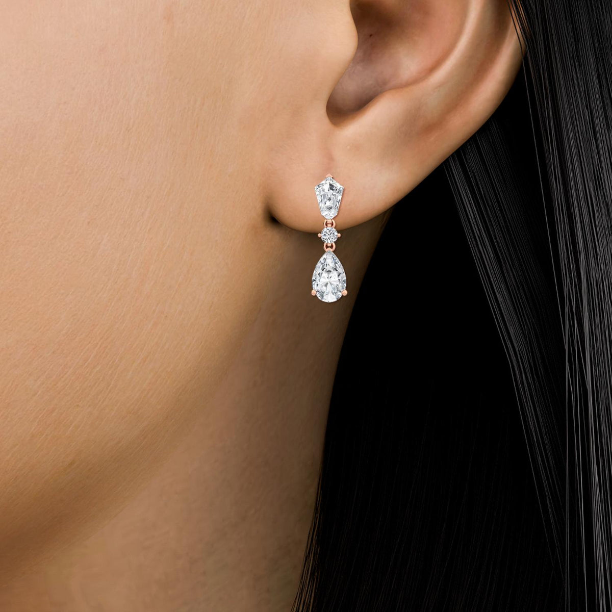 Rose Gold / 3.16ct Lab Grown Diamond Drop Earrings