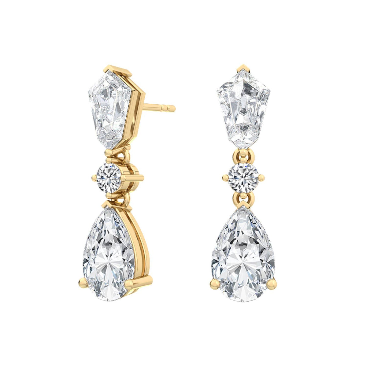 Yellow Gold / 3.16ct Lab Grown Diamond Drop Earrings