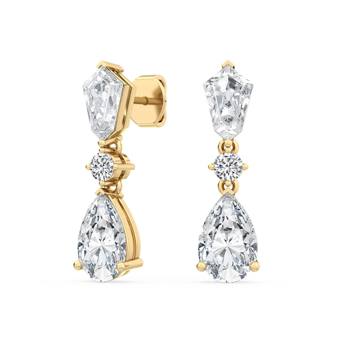 Yellow Gold / 3.16ct Lab Grown Diamond Drop Earrings