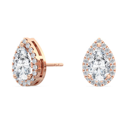 Rose Gold / 1.18ct Lab Grown Diamond Halo Earrings