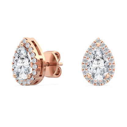 Rose Gold / 1.18ct Lab Grown Diamond Halo Earrings