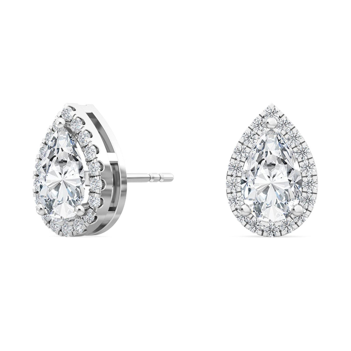 White Gold / 1.18ct Lab Grown Diamond Halo Earrings